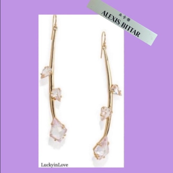 ALEXIS BITTAR • Miss Havisham Gold Flower Bud Crystal Earrings - Picture 9 of 9